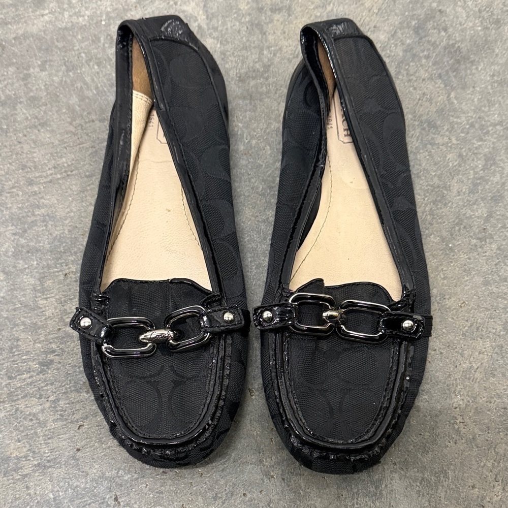 Coach Black Loafers with Silver Accents